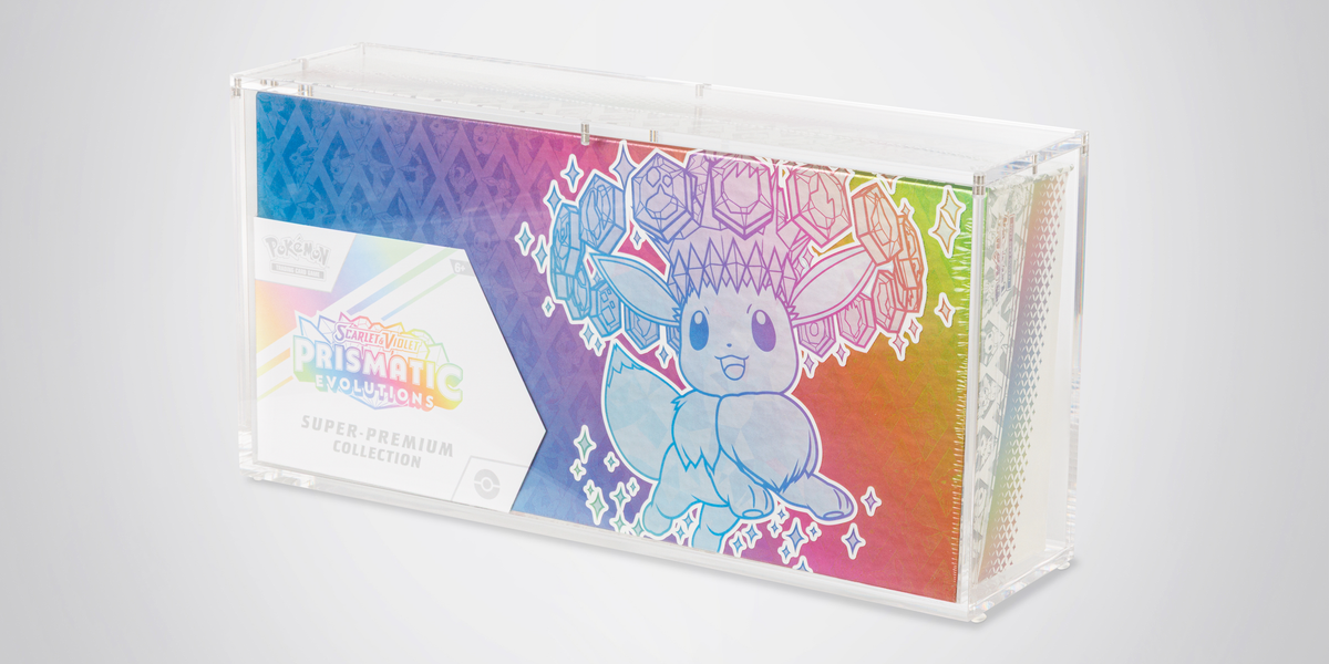 pokemon cards prismatic evolutions super premium collection Pokémon TCG: Scarlet & Violet - Cards vary by pack.) Also contains 65 card sleeves featuring amazing artwork of Eevee and its Evolutions and a code card for Pokémon TCG Live. Prismatic Evolutions: Super-Premium Collection –